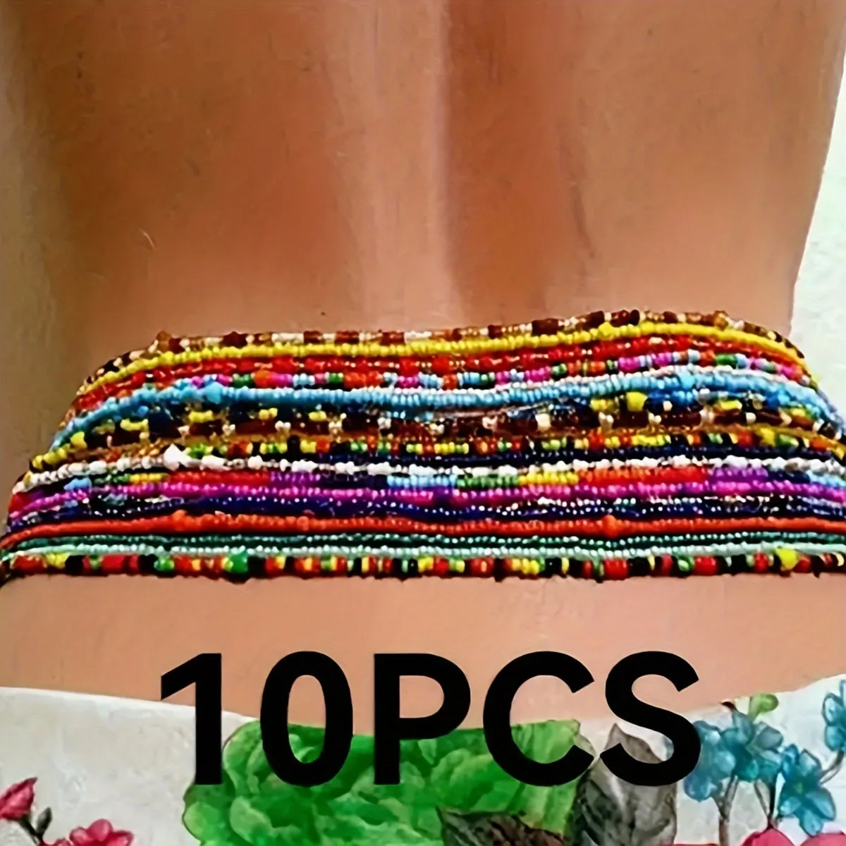 10-Piece Colorful Rice Beads Waist Chain Set