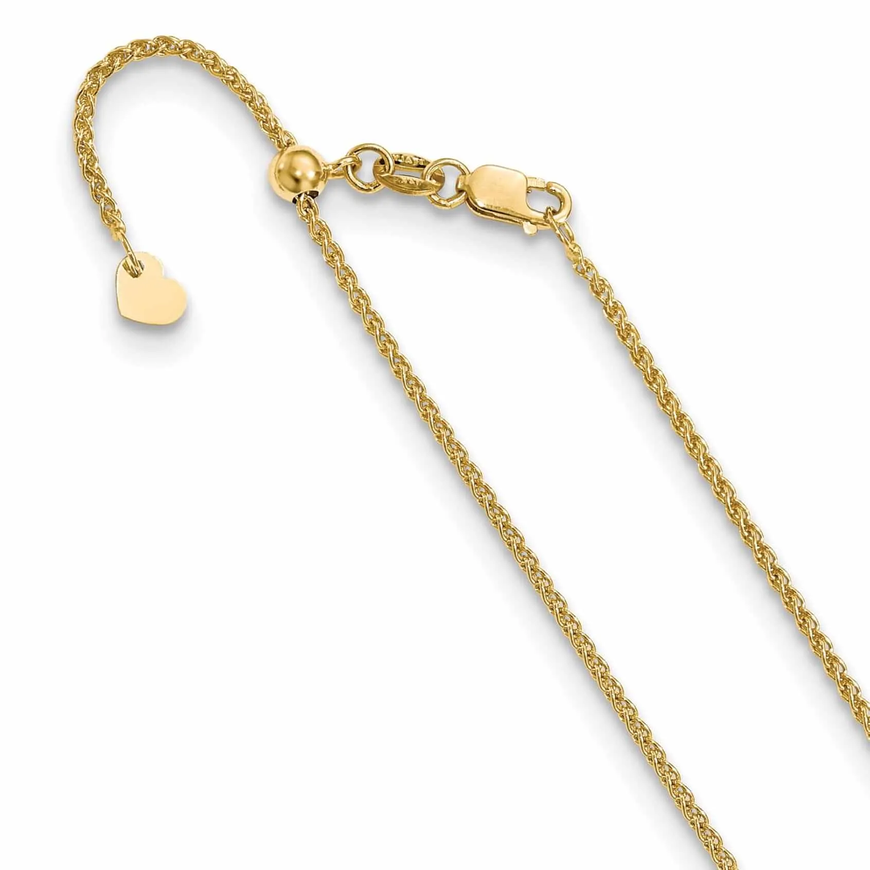 10k Yellow Gold 1.35 mm Adjustable Wheat Chain