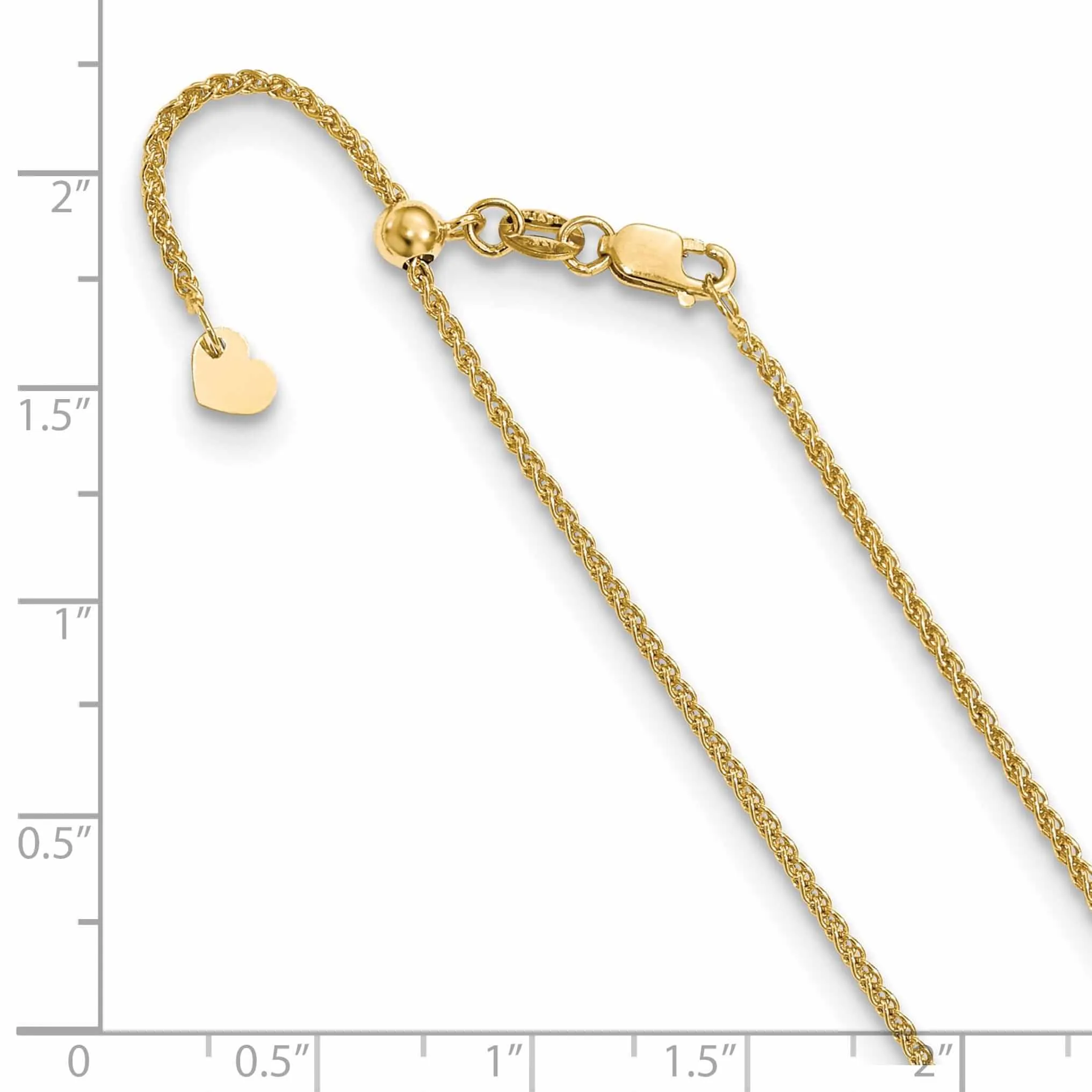 10k Yellow Gold 1.35 mm Adjustable Wheat Chain