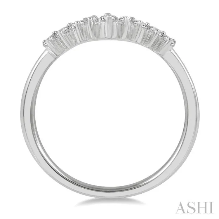 1/3 Ctw Chevron Asymmetric Marquise and Round Cut Diamond Fashion Ring in 14K White Gold