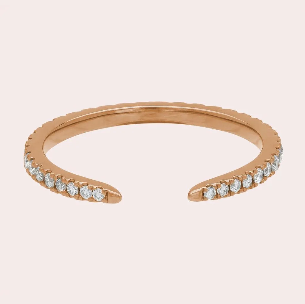 14K H-I/SI Open Band Diamond Ring