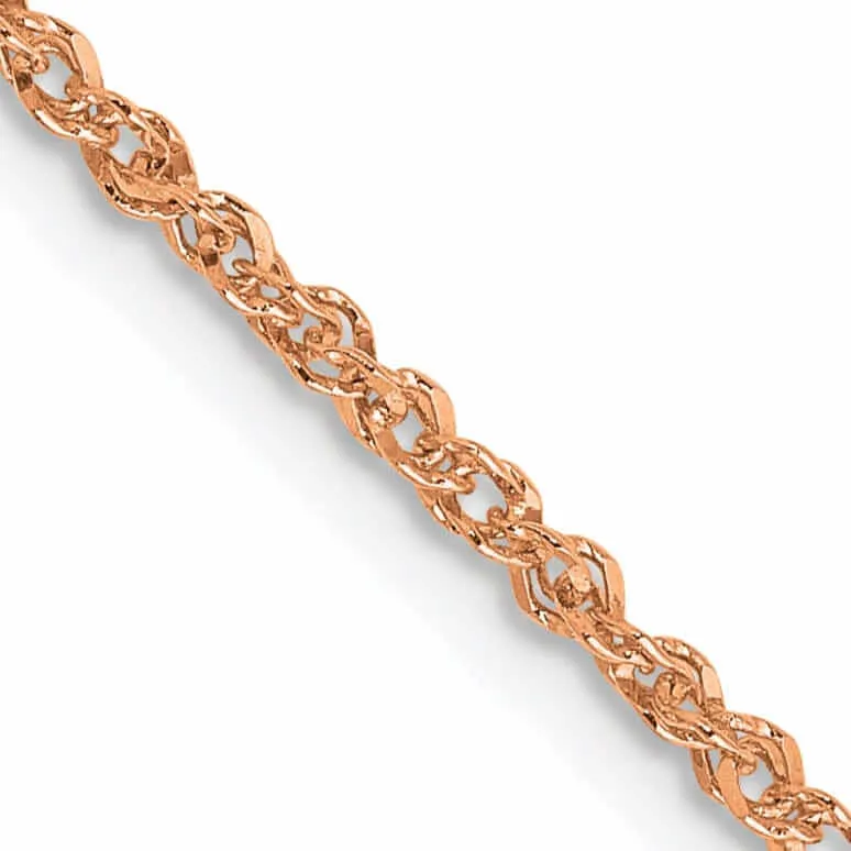 14K Rose Gold Polished 1.70mm Solid Ropa Chain