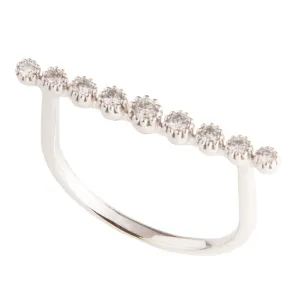 14k White Gold Diamond Bar Ring