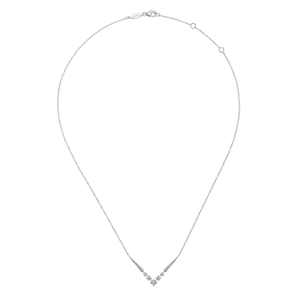 14K White Gold Diamond Chevron Necklace - NK6188W45JJ