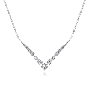 14K White Gold Diamond Chevron Necklace - NK6188W45JJ