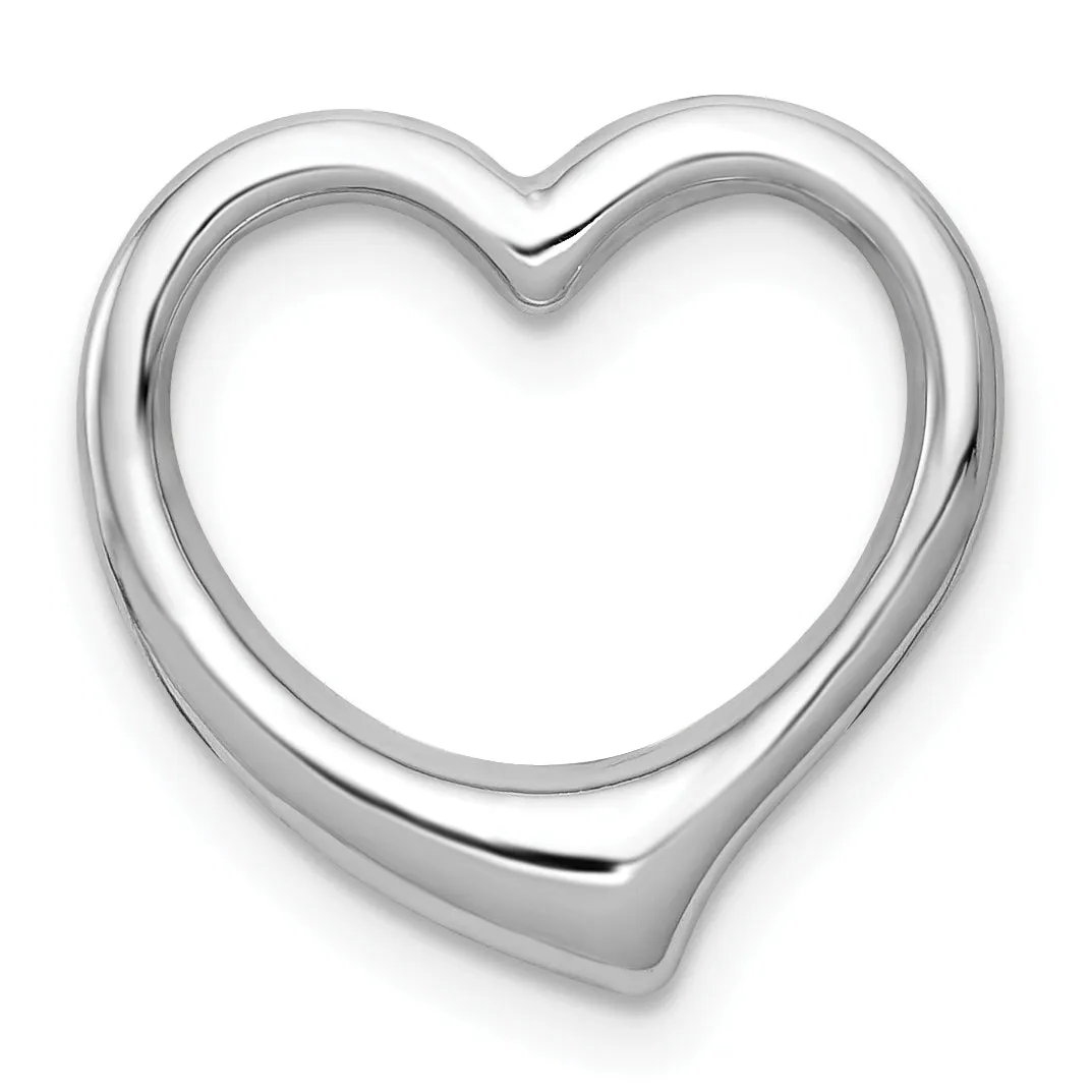 14K White Gold Heart Design Chain Slide Pendant