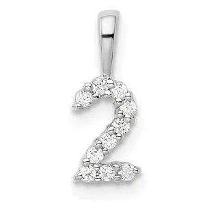 14k White Gold Polished Finish with Diamonds Number 2 Pendant