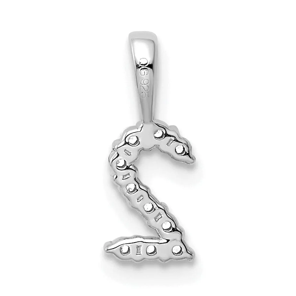 14k White Gold Polished Finish with Diamonds Number 2 Pendant