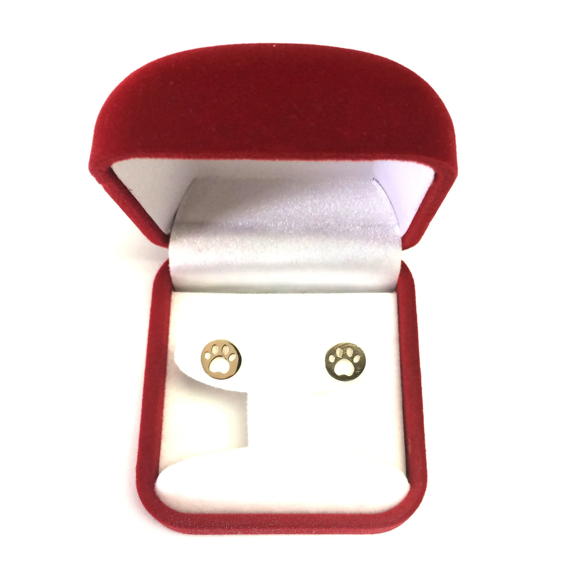 14k Yellow Gold Cat Pow Stud Earrings