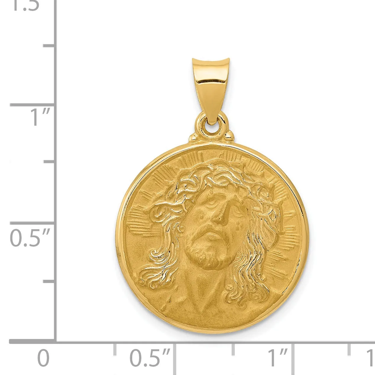 14k Yellow Gold Face of Jesus Medal Pendant