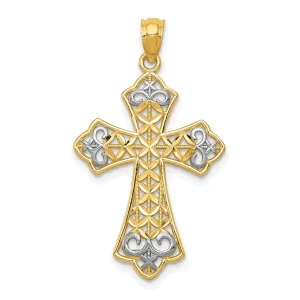 14k Yellow Gold Polished Filigree Cross Pendant