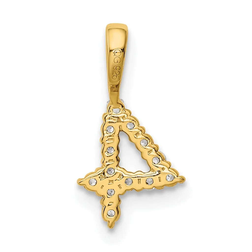 14k Yellow Gold Polished Finish with Diamonds Number 4 Pendant