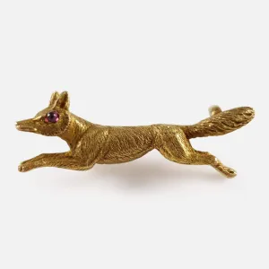 15ct Yellow Gold Fox Hunting Brooch