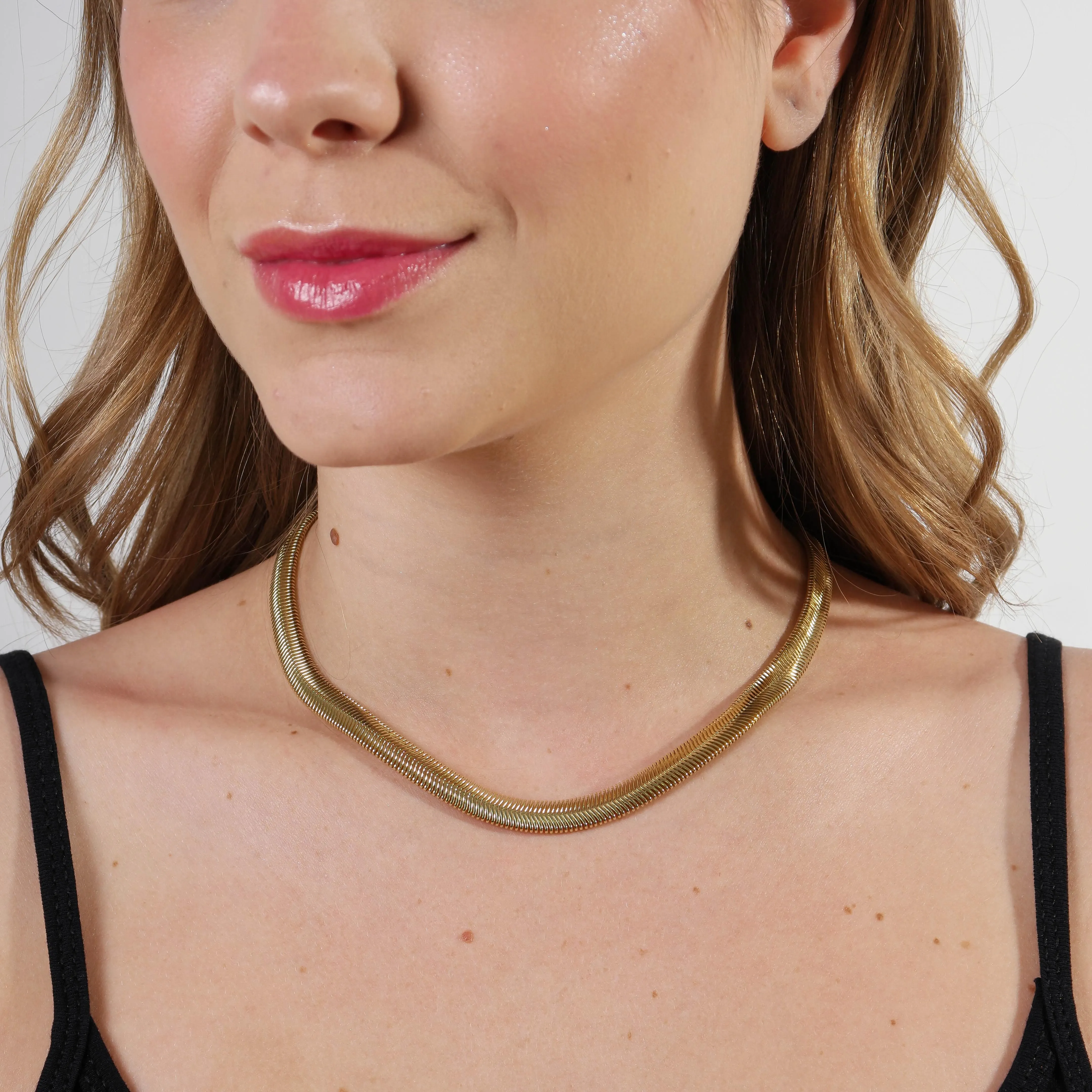 18k Gold Filled 8mm Fancy Thick Snake Chain Necklace