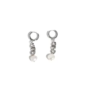 18K Silver Plated Brass & Silver Plated Huggies - James Earrings