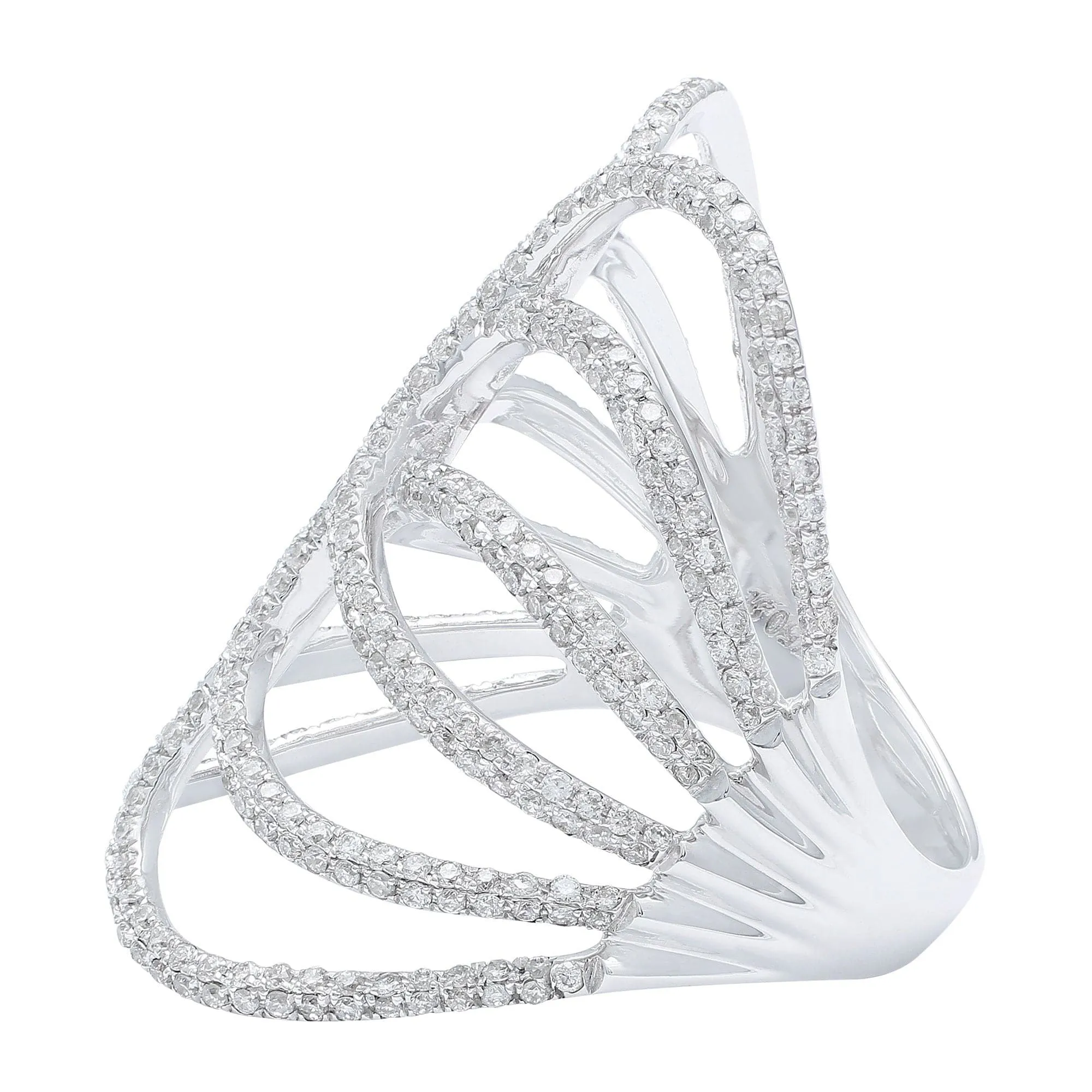 18kt White Gold Modern Lace Pavé Ring