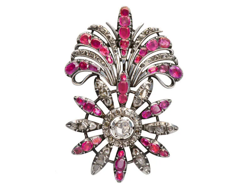 18th Century Burmese Ruby & Diamond Pendant