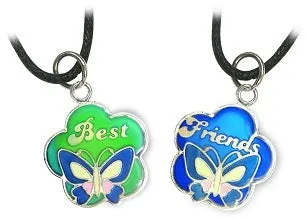 2pc Best Friends Butterfly Mood Necklace Bff Set