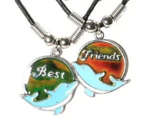 2pc Best Friends Dolphin Mood Necklace BFF Set