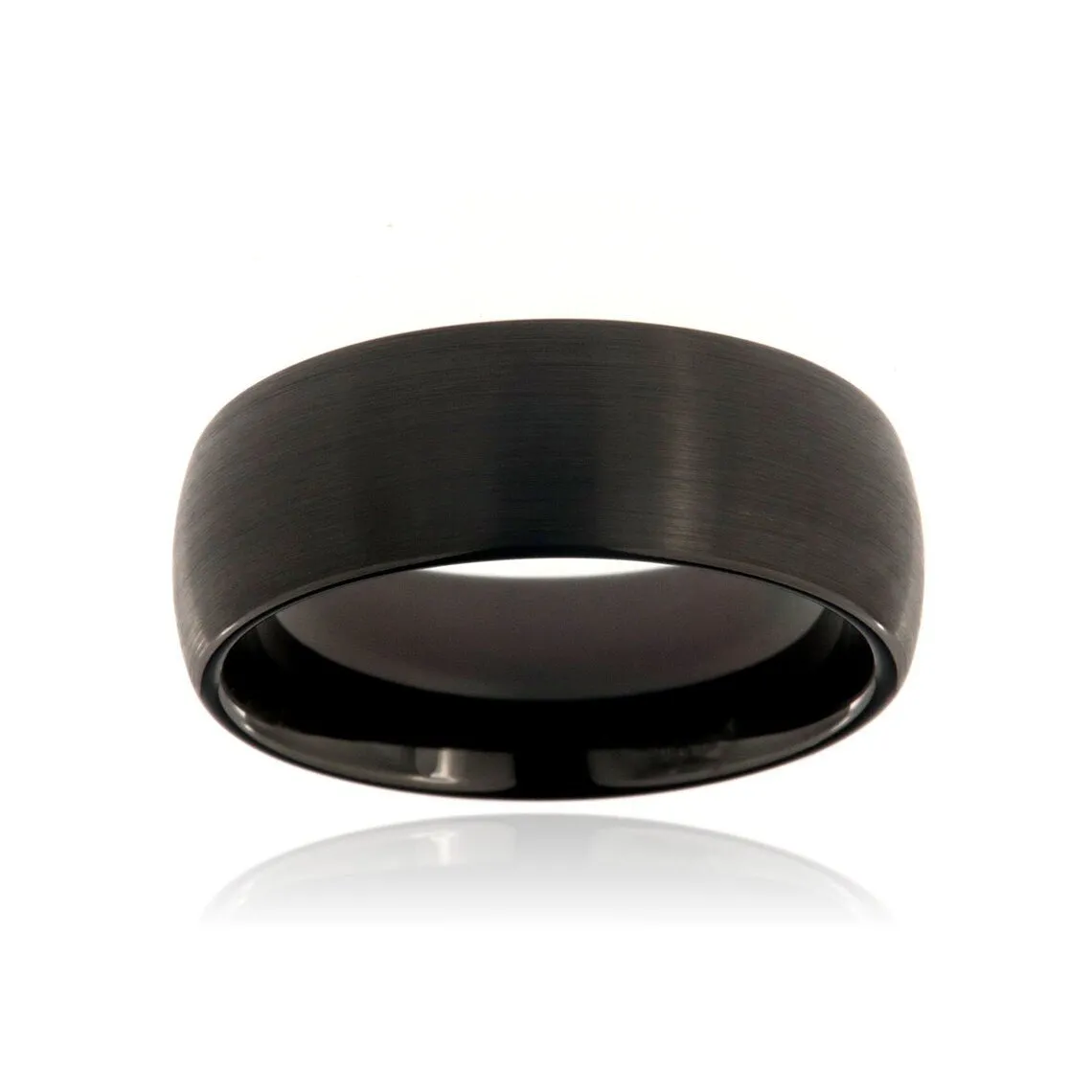 8mm Heavy Tungsten Carbide Men's Ring With Matte Black Finish - FREE Personalization