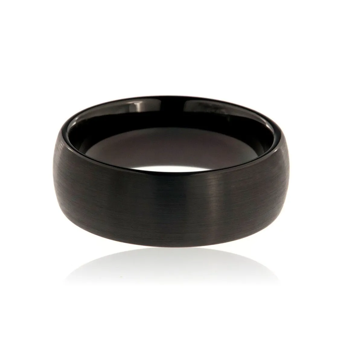 8mm Heavy Tungsten Carbide Men's Ring With Matte Black Finish - FREE Personalization