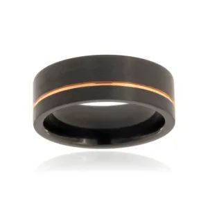 8mm Heavy Tungsten Carbide Ring With Two Tone Rose & Matte Black Finish FREE Personalization