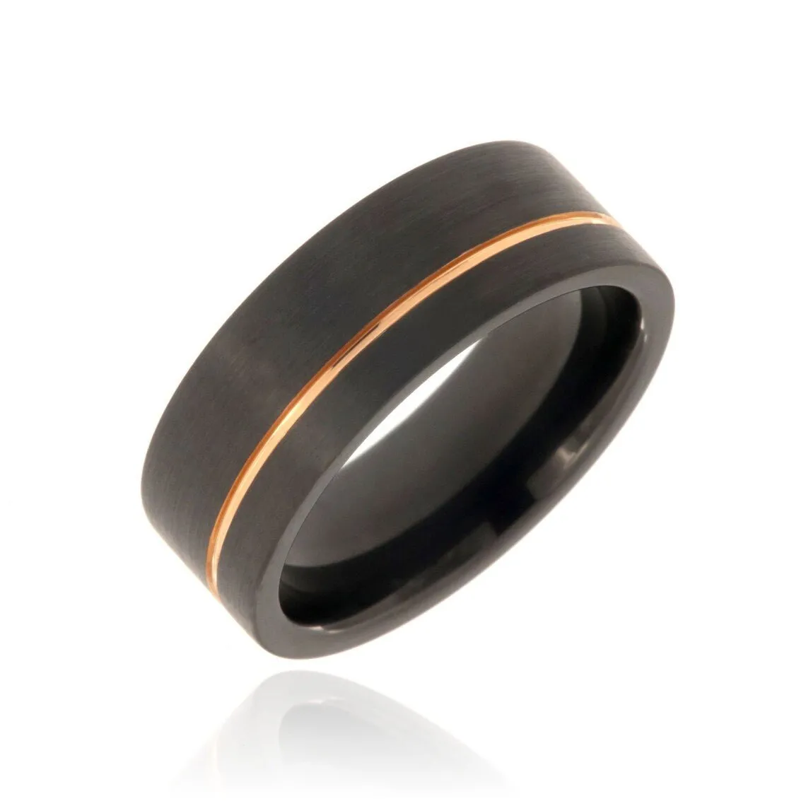 8mm Heavy Tungsten Carbide Ring With Two Tone Rose & Matte Black Finish FREE Personalization