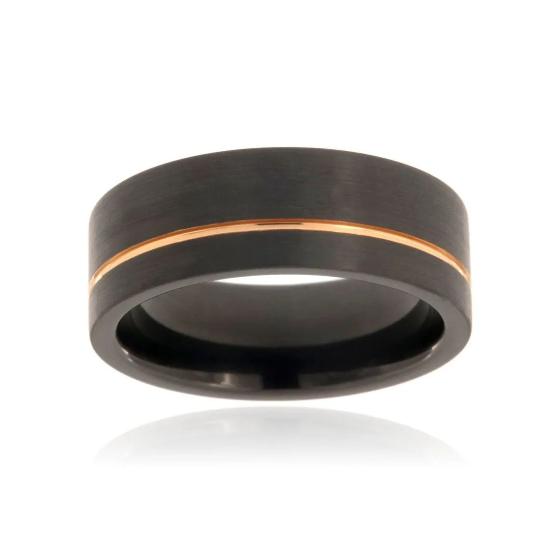 8mm Heavy Tungsten Carbide Ring With Two Tone Rose & Matte Black Finish FREE Personalization