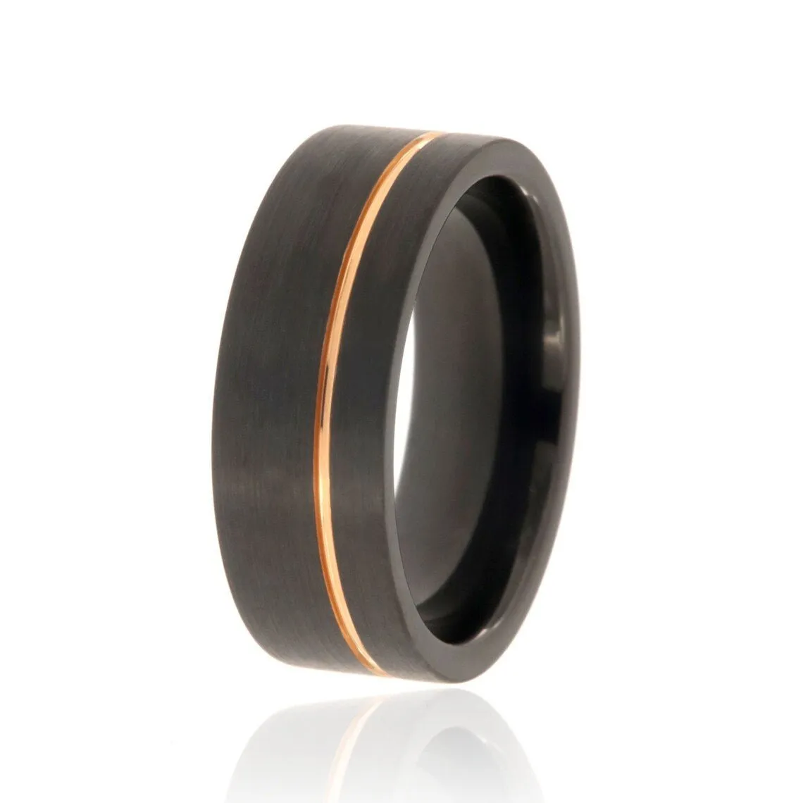 8mm Heavy Tungsten Carbide Ring With Two Tone Rose & Matte Black Finish FREE Personalization