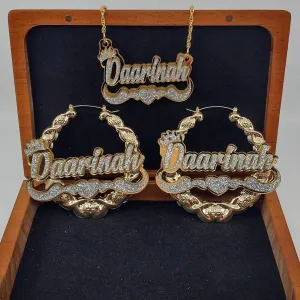 Acrylic Custom Name Necklace XO Hoop Earrings Set