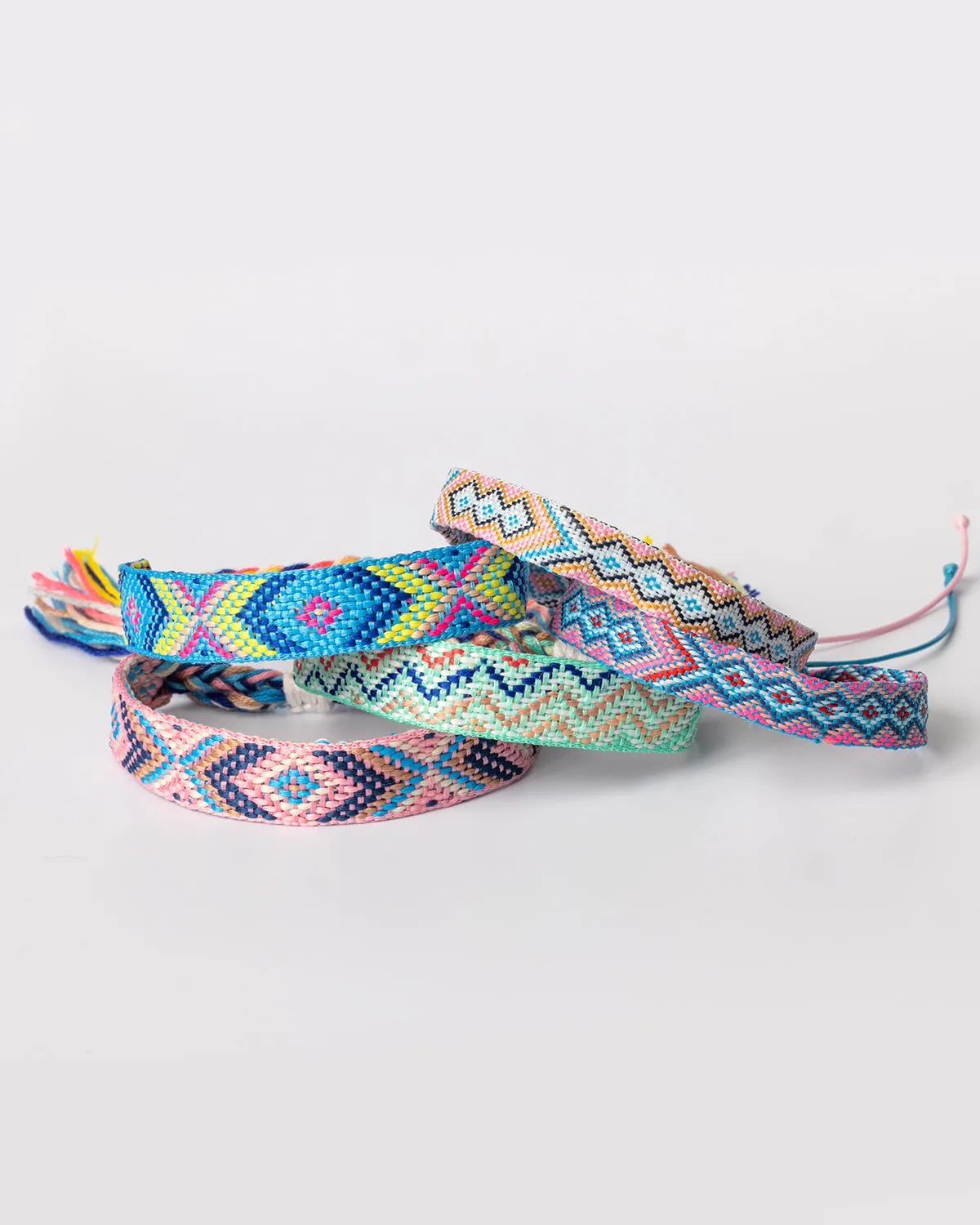 Adjustable Pink and Blue Woven Macrame Southwestern Style Festival Bracelet Coastal Cowgirl