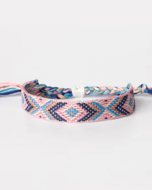 Adjustable Pink and Blue Woven Macrame Southwestern Style Festival Bracelet Coastal Cowgirl