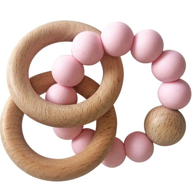 Alimrose Beechwood Teether Rings Set - Rosewater