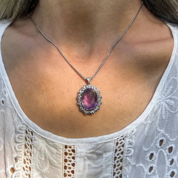 Amethyst Cameo & Diamond Pendant