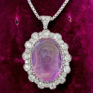 Amethyst Cameo & Diamond Pendant