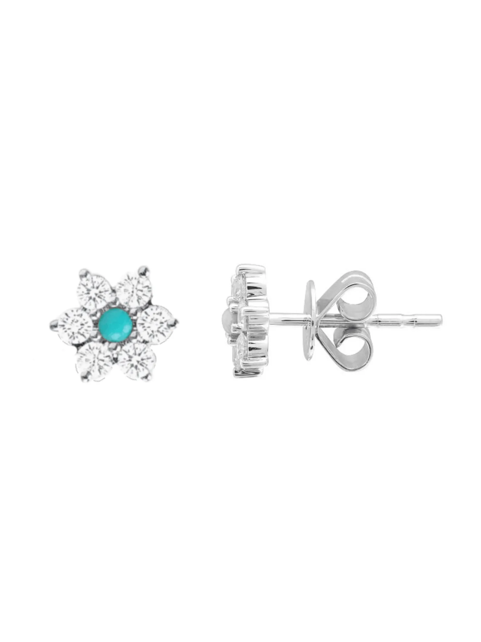 Amy Turquoise Flower Stud Earrings 14K