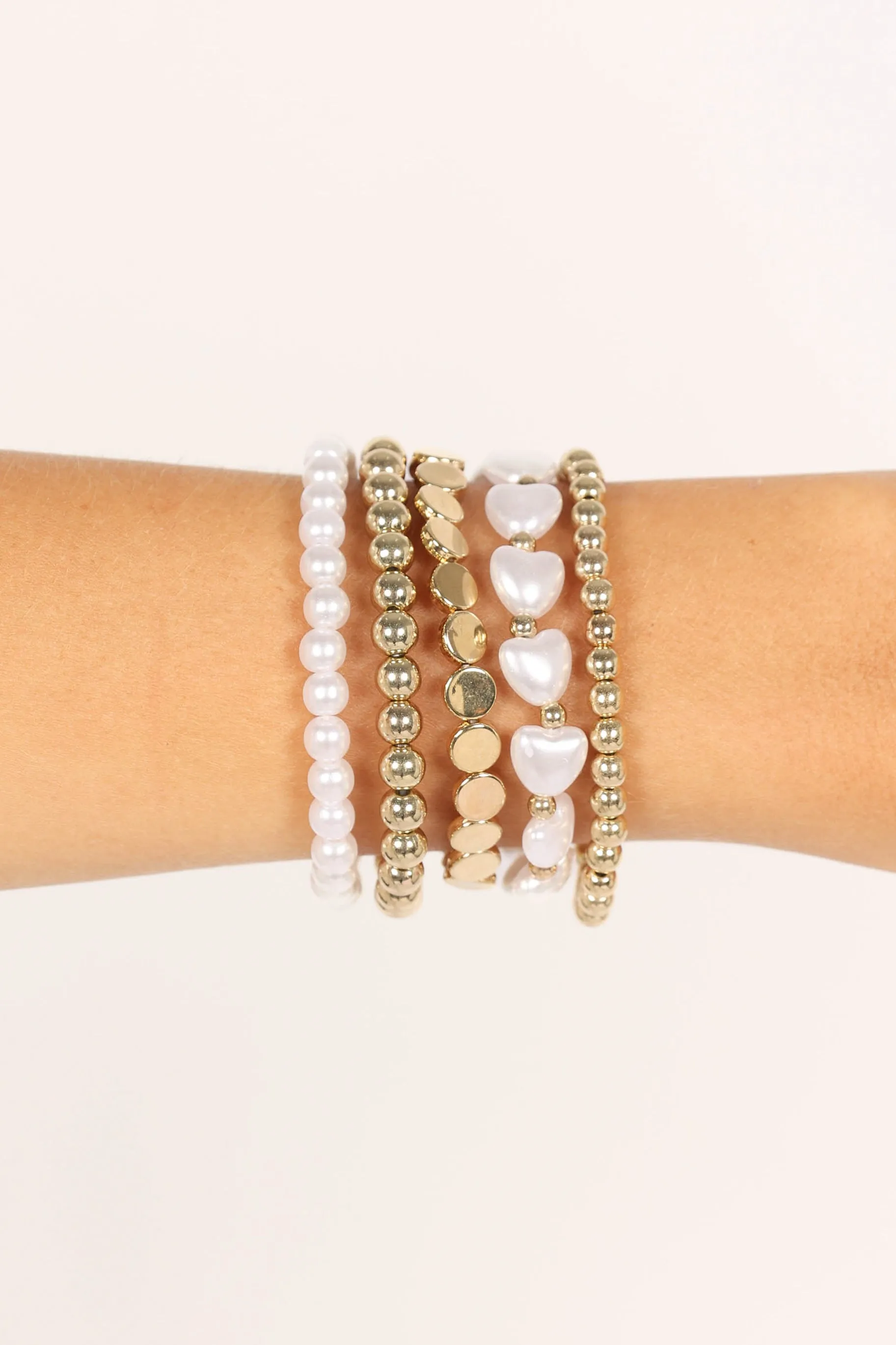 Angelique Bracelet Set - Gold Pearl