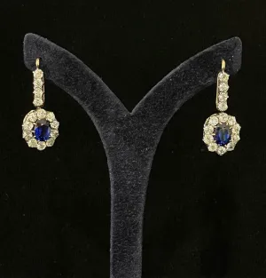 Antique Austro Hungarian Sapphire & Diamond Earrings by Kollin