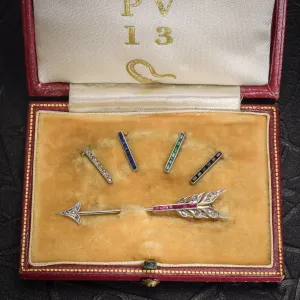 Art Deco Interchangeable Gemstone Arrow Pin