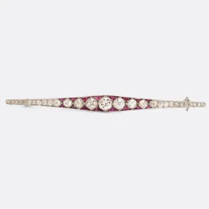 Art Deco Ruby & Diamond Bar Brooch