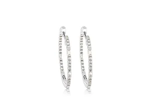 Baguette and Round Diamond White Gold Hoops