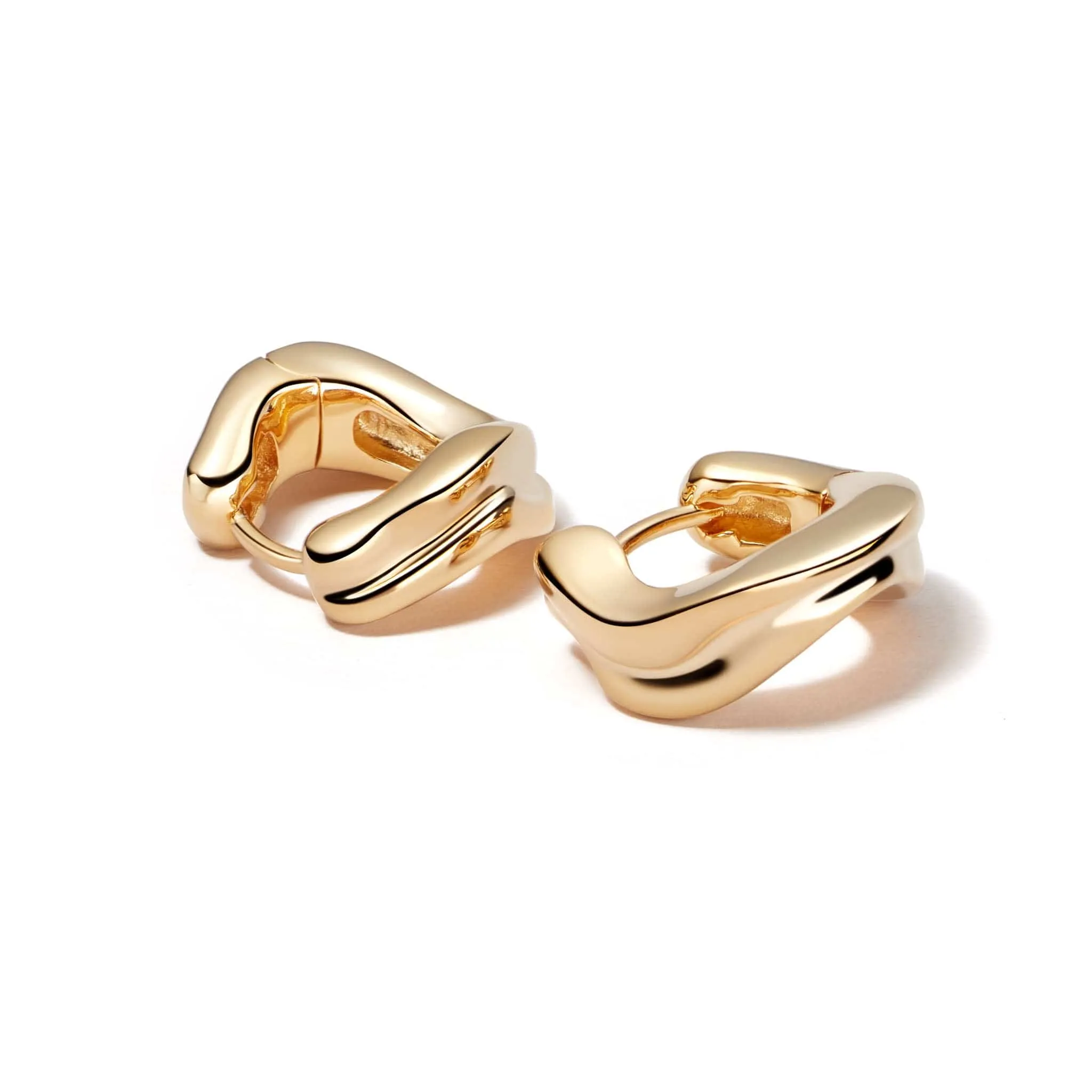 Banded Wave Huggie Earrings 18ct Gold Plate