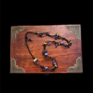 Beaded Necklace with Amethyst and Tiger Eye Chips