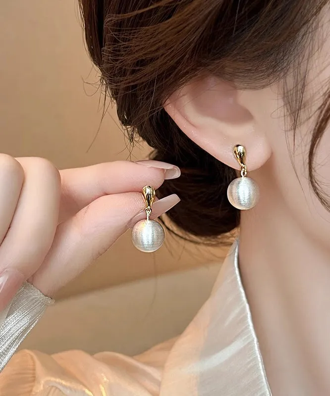 Beautiful White Metal Alloy Spherical Drop Earrings WH009