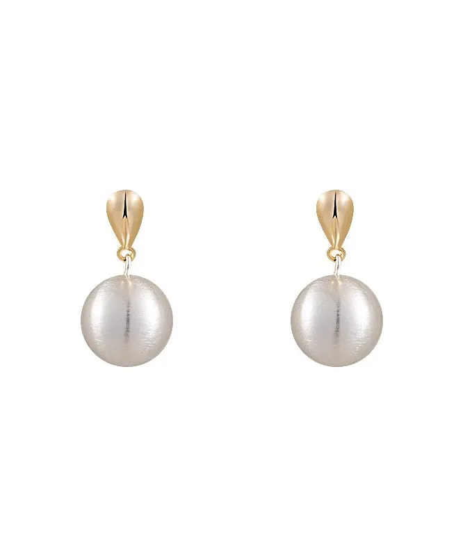 Beautiful White Metal Alloy Spherical Drop Earrings WH009