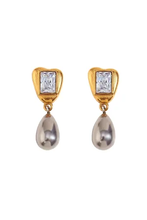 Belén Two-Tone Bezel Drop Earrings