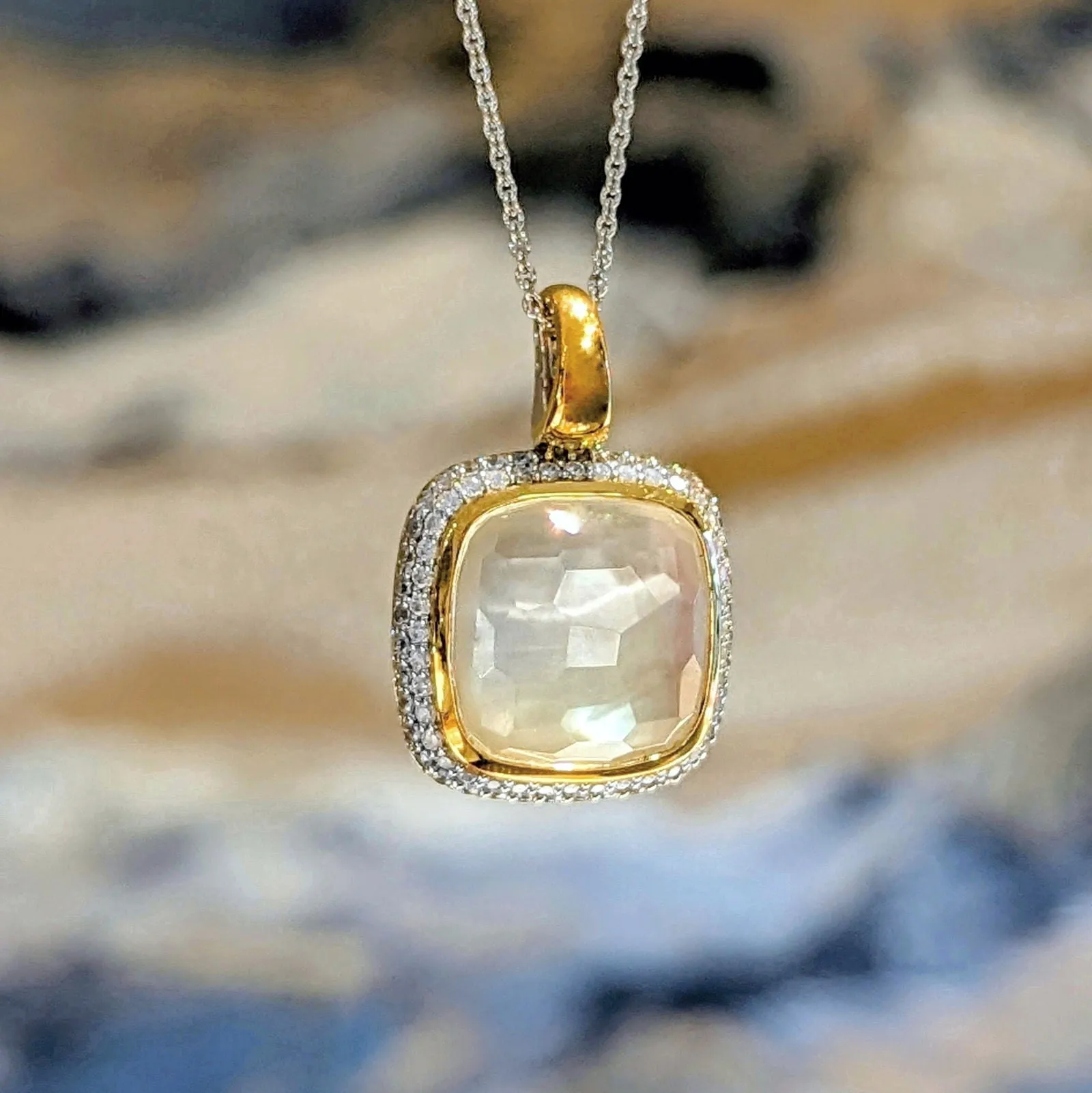 Bezel CZ Halo Pendant