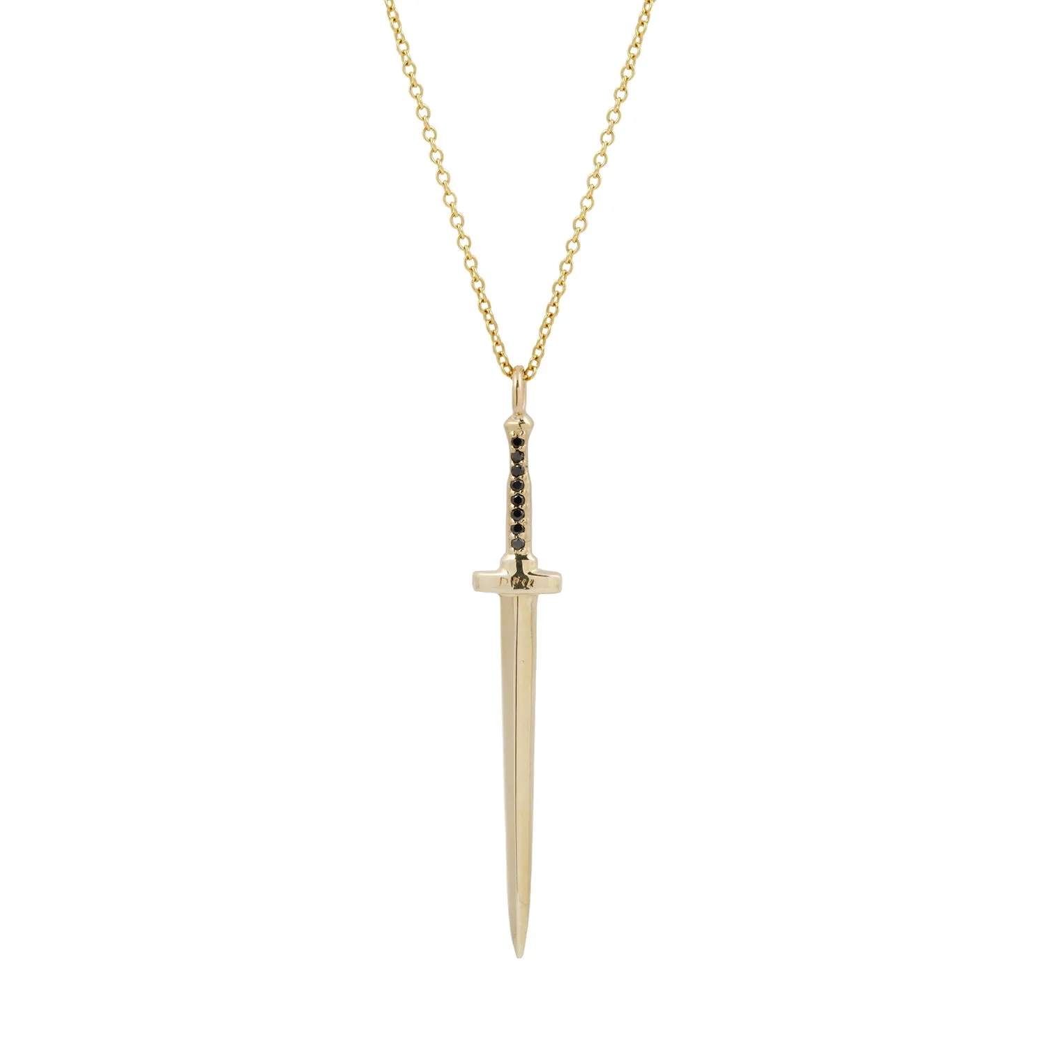 Black Diamond Large Dagger Pendant Necklace