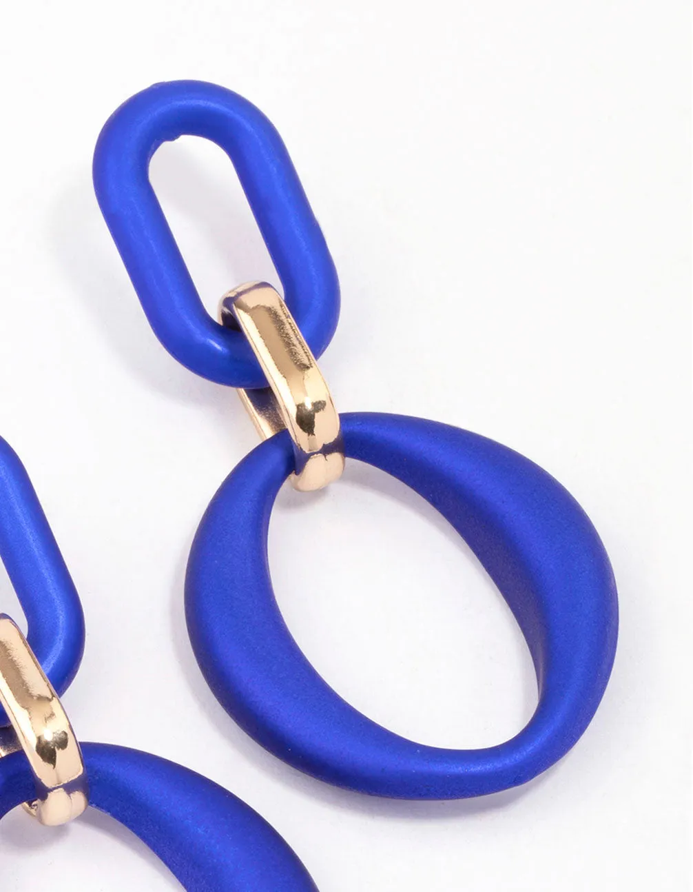 Blue Rubber Link Drop Earrings