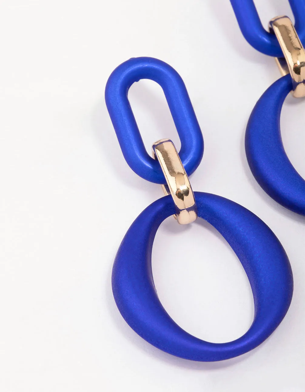 Blue Rubber Link Drop Earrings